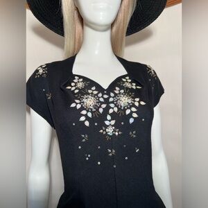 Vintage black beaded women’s top, size XS